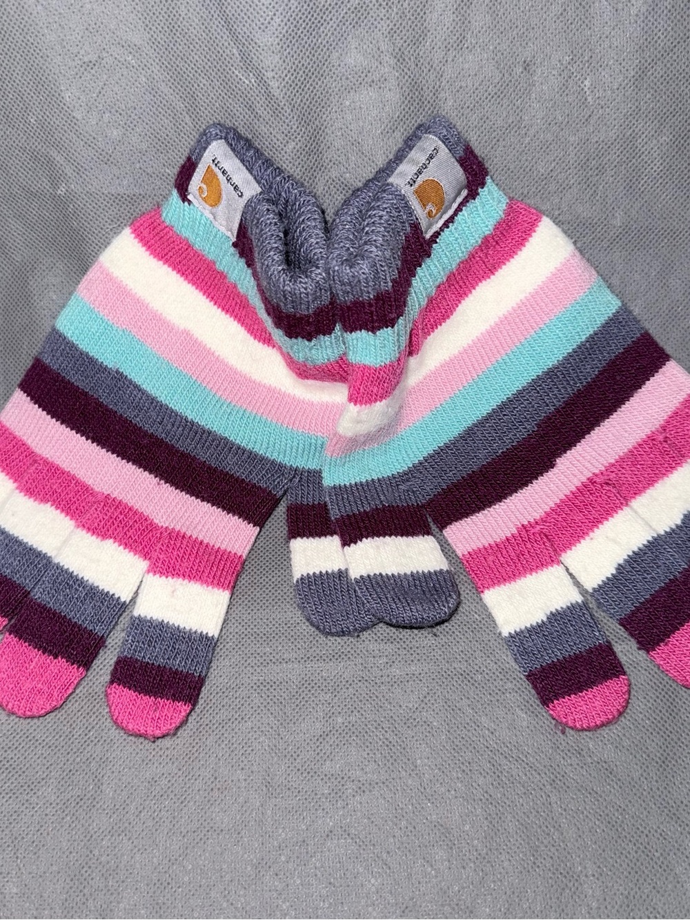 Carhartt Multicolor Striped Knit Gloves Kids Girls medium NWOT